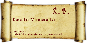 Kocsis Vincencia névjegykártya